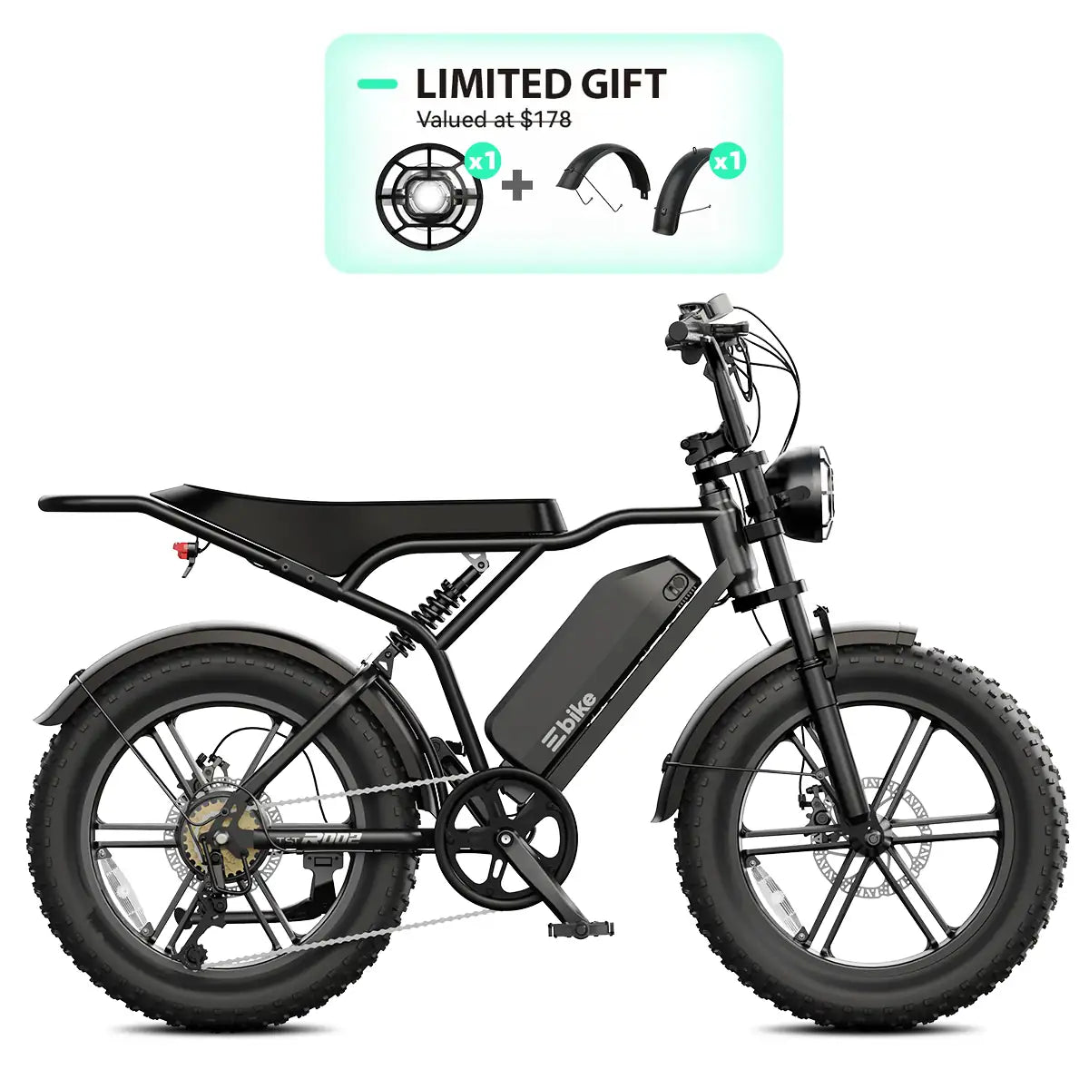 TST® R002 20'' 1500W Full Suspension Moped-style Electric Bike
