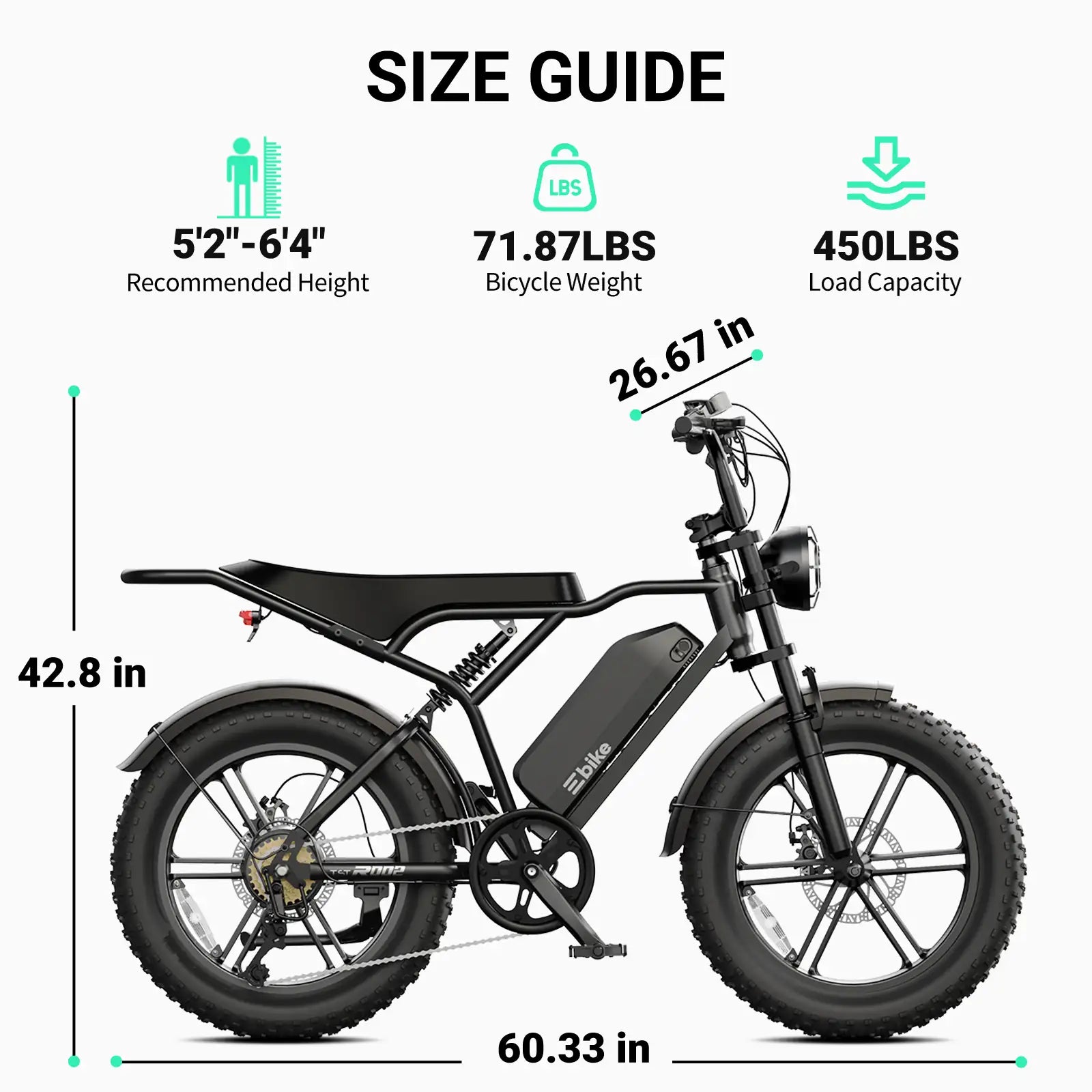 TST® R002 20'' 1500W Full Suspension Moped-style Electric Bike