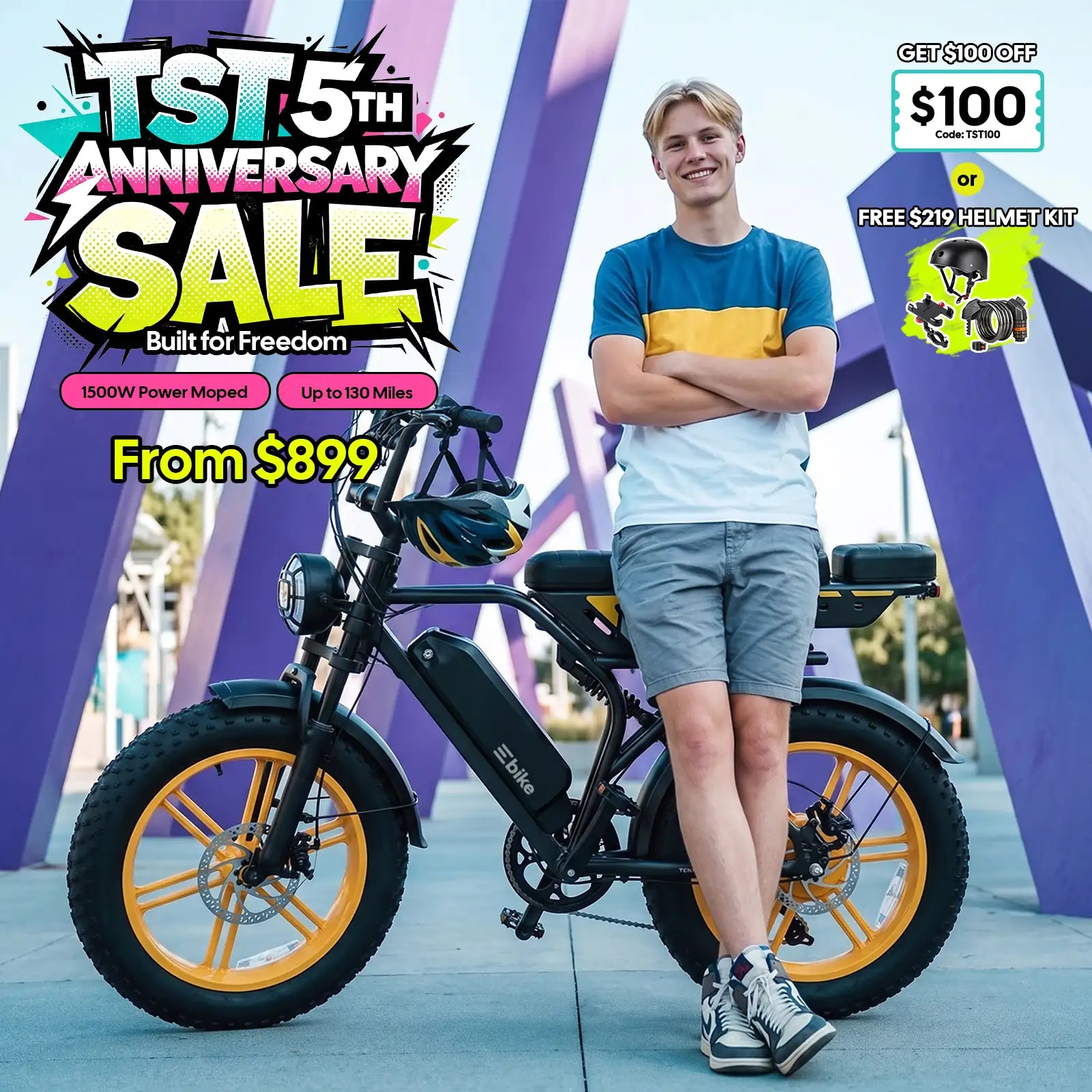 TST R9 1500W Full-Suspension Moped Style Electric Bike (2026 Model)