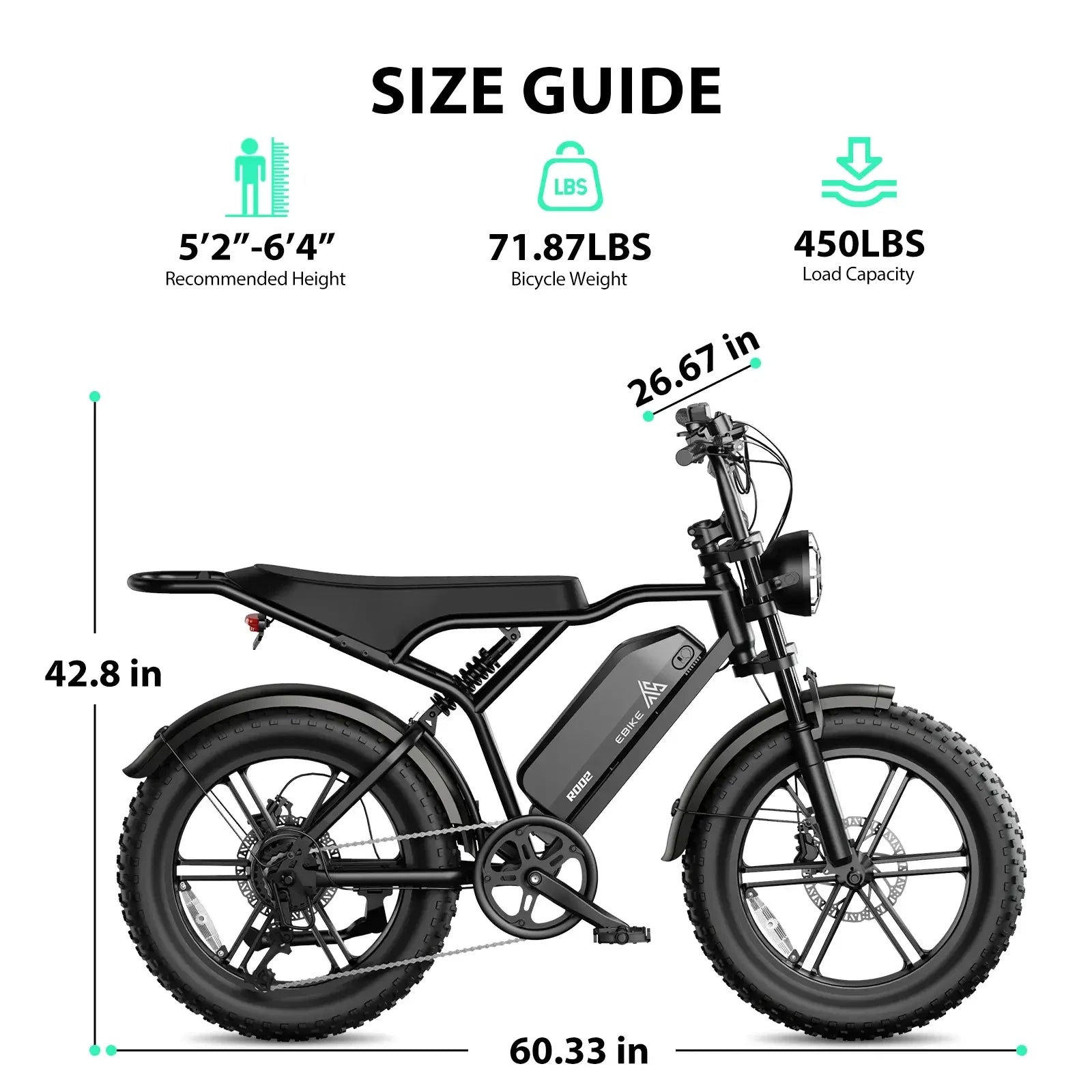 TST® R002 20'' 1500W Full Suspension Moped-style Electric Bike