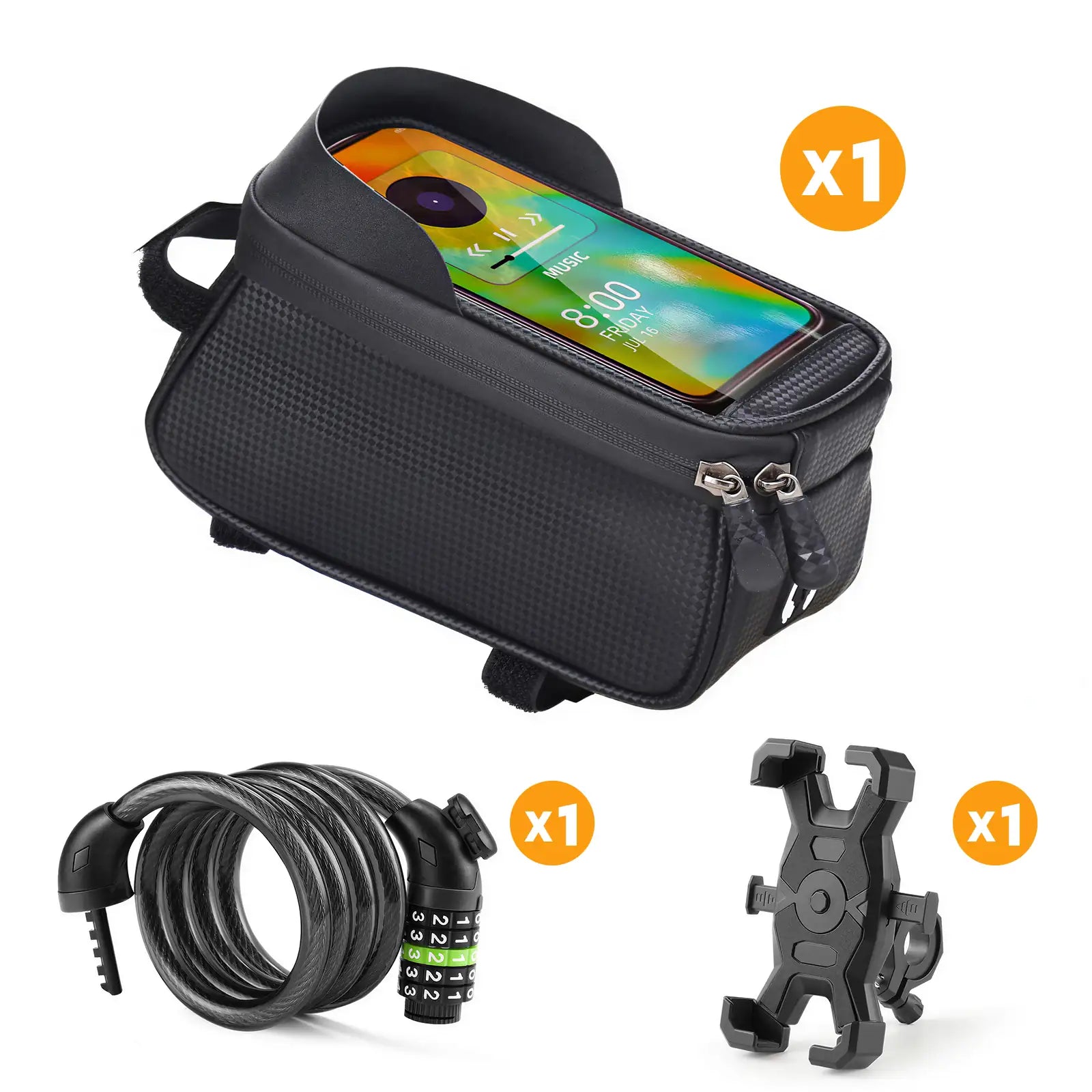 TST®Handlebar Bag + Phone Holder + Bike Lock Set