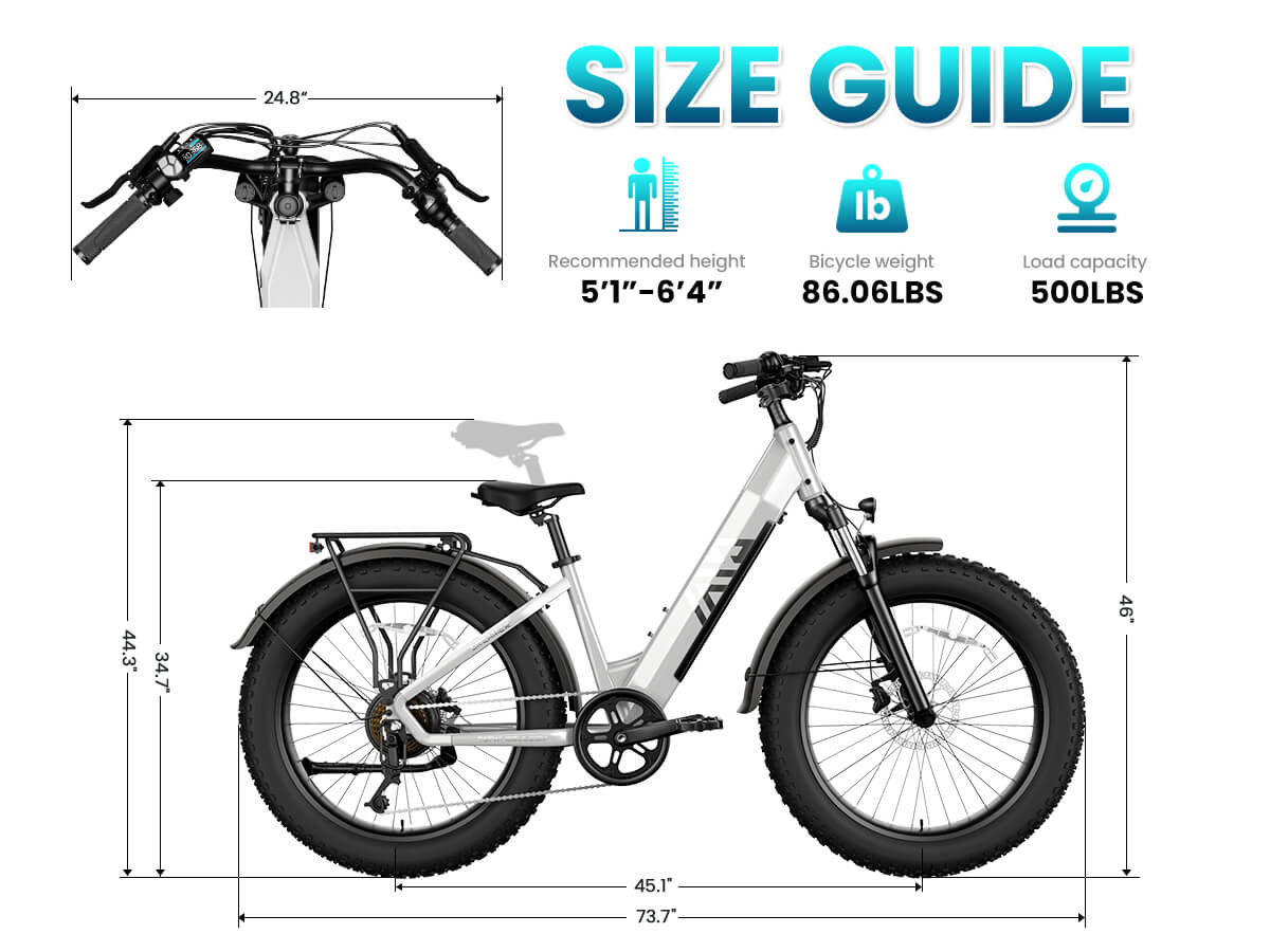 TST® Dreamer 26 Step-Thru Fat Tire Electric Bike