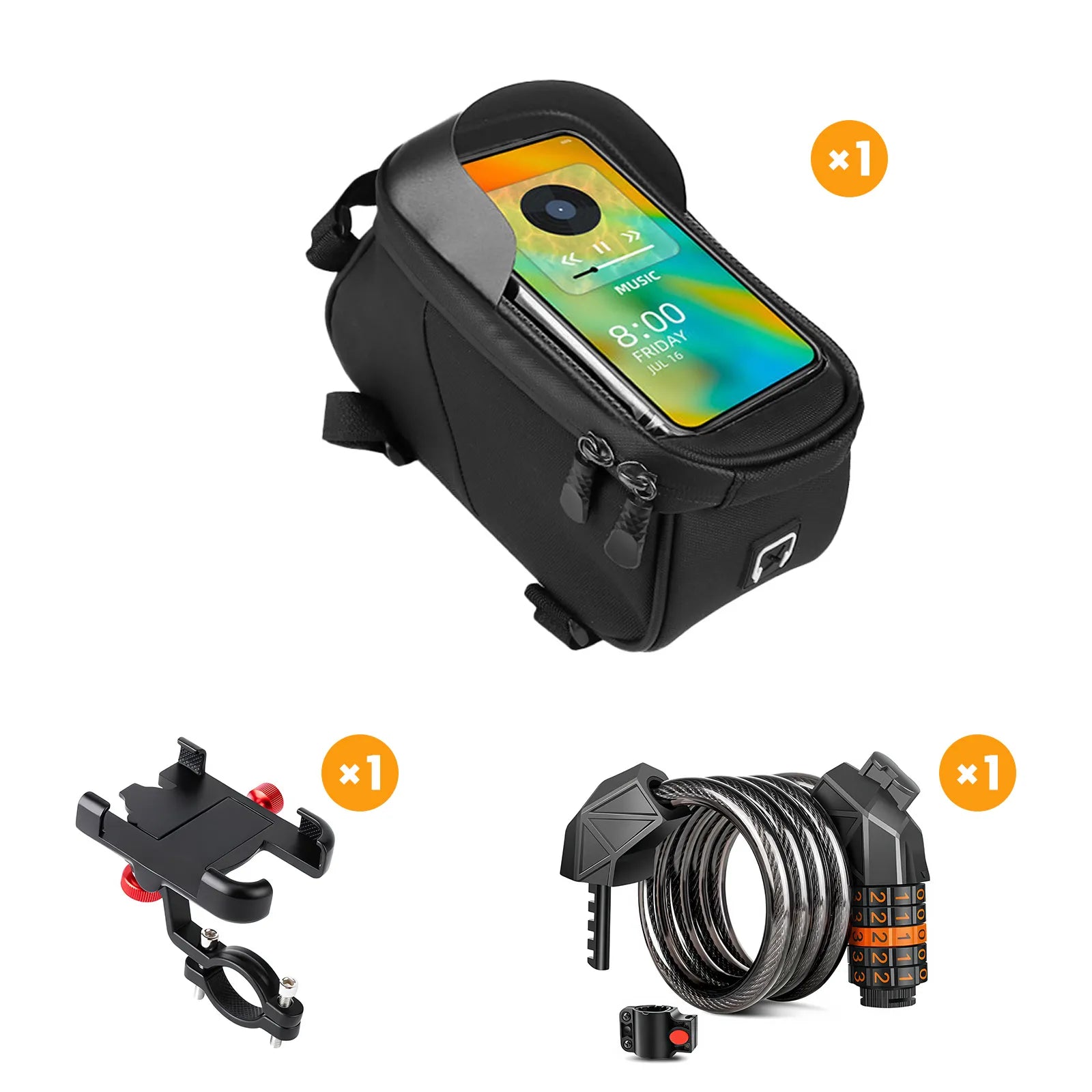 TST®Handlebar Bag + Phone Holder + Bike Lock Set
