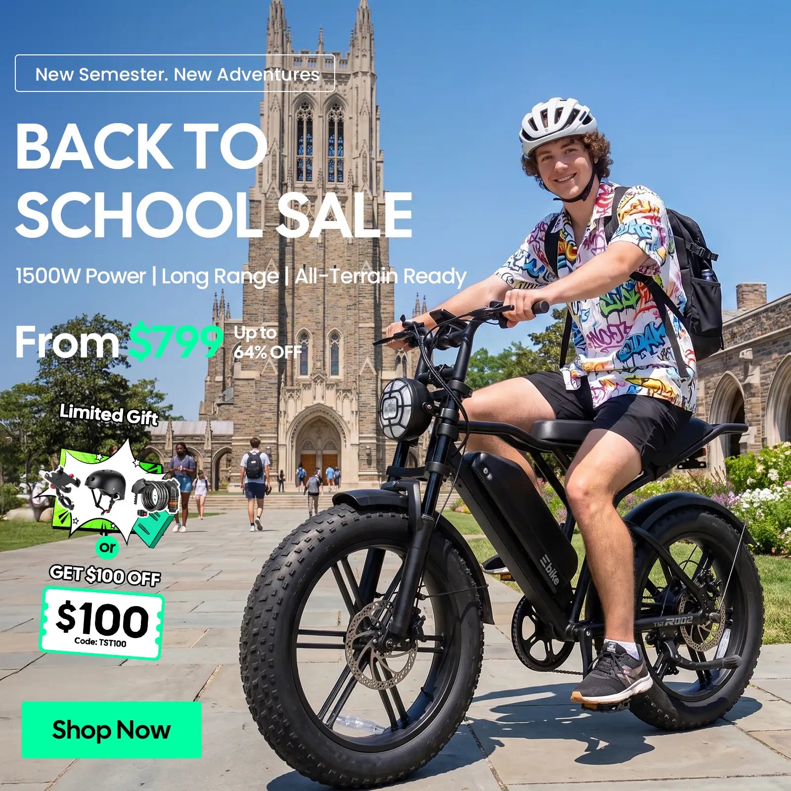 TST® R002 20'' 1500W Full Suspension Moped-style Electric Bike