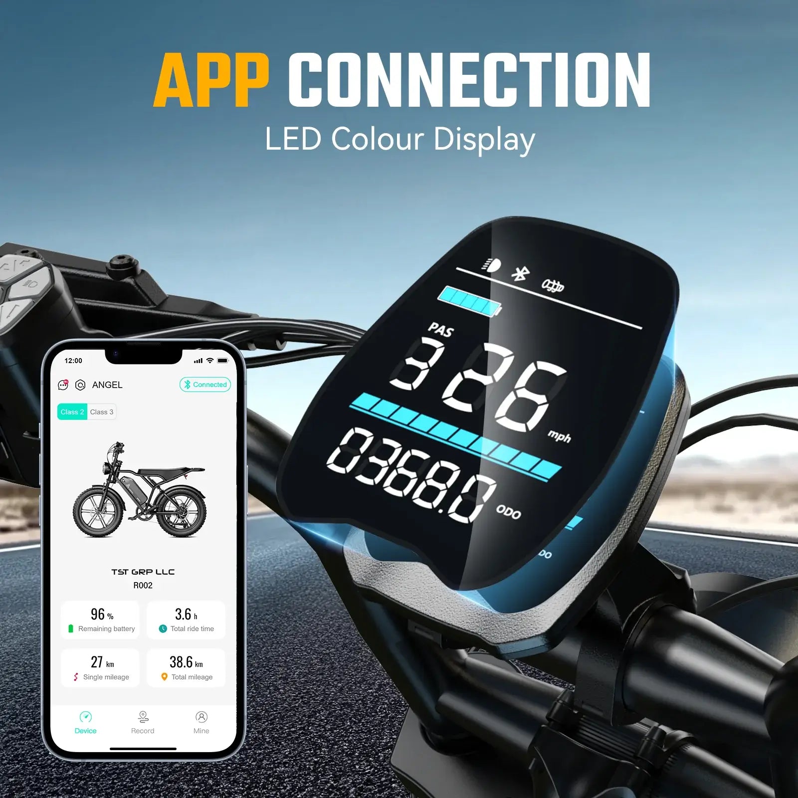 TST® R002 20'' 1500W Full Suspension Moped-style Electric Bike APP LCD