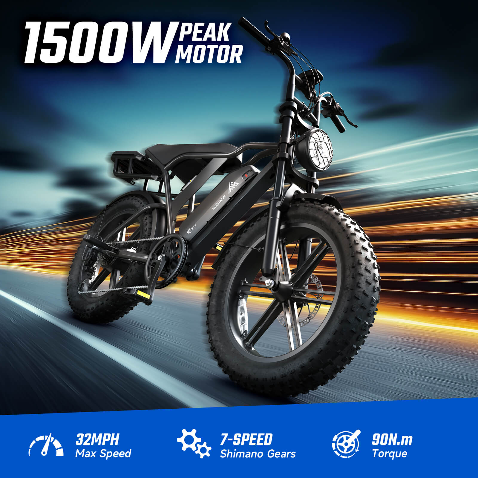 TST R002 20 1500W Full Suspension Moped style Electric Bike